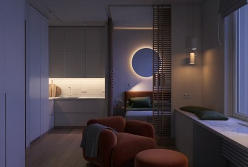 Проект квартиры - студии 27 м 2 в ЖК Рихард в Москве. 01