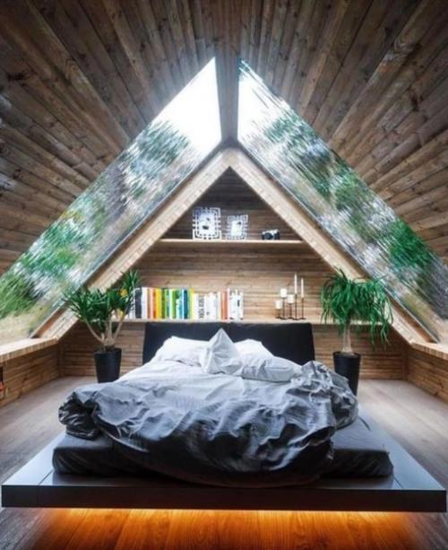 Дерево в дизайне мансарды. 05