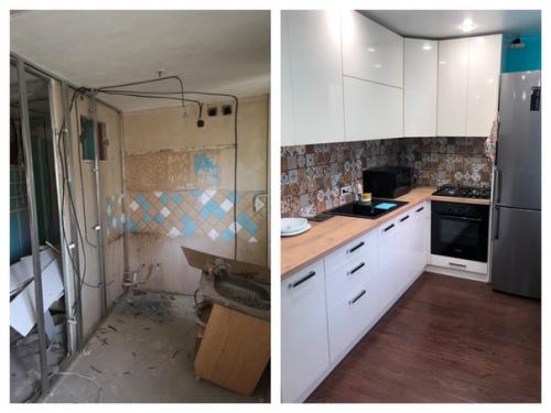 Было/стало.  Из 4-х комнатной (брежневки) получилась студия + 2 спальни. 06