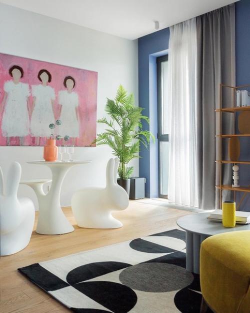 Цветной интерьер 1-комнатной квартиры 45 кв. 03