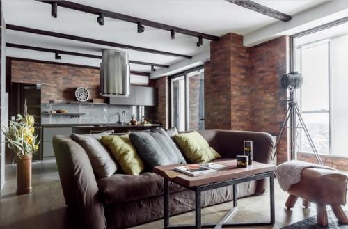 Современный, стильный интерьер кухни - гостиной. 06