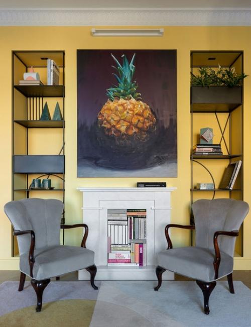 Желтый интерьер с ретро - нотками в Москве (70 кв. 02
