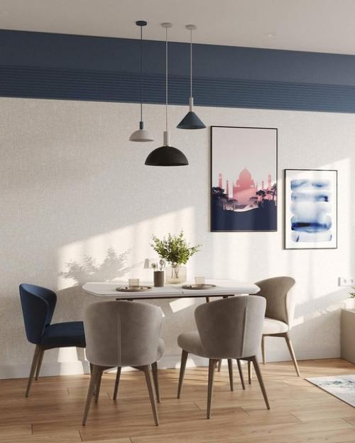 Интерьер кухни - гостиной в спокойных приятных тонах. 04