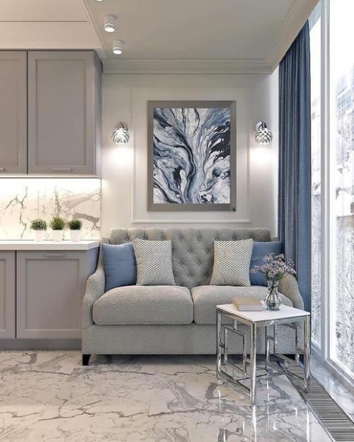 Как вам такое цветовое решение для кухни - гостиной. 01