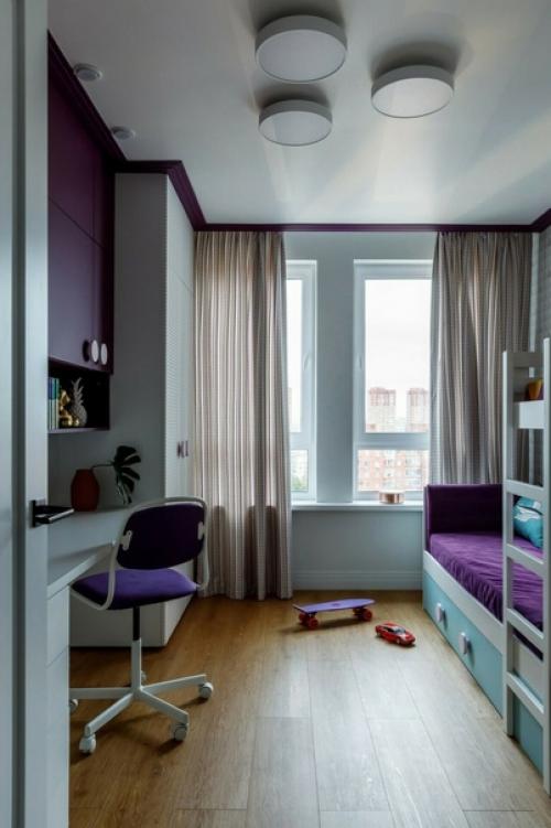 Яркий современный интерьер трехкомнатной квартиры, площадью - 81 кв. 06