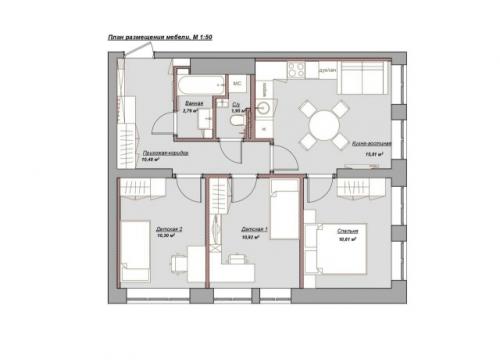 Цветной интерьер для семьи с детьми. 09