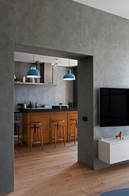 Просторная квартира. В тёмных оттенках. 02