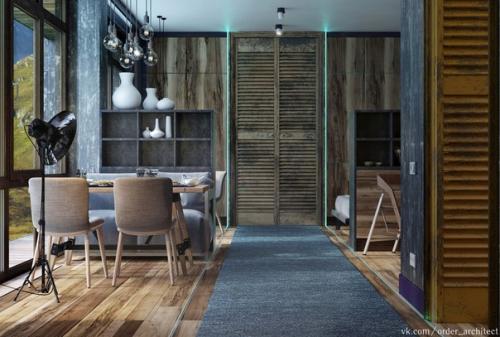 Готова визуализация интерьера маленького гостевого дома, внешний объем которого выкладывался постом ранее. 01