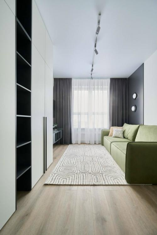 Минималистичная однушка с глубокими акцентами. 04