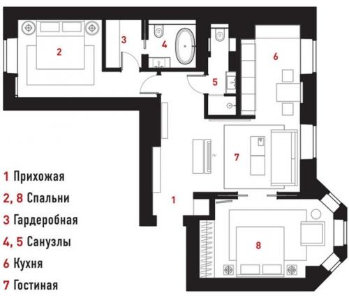 Транзитная квартира в Москве 75 м. 09
