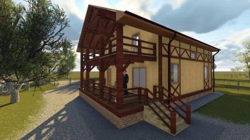 Эскиз проекта загородного дома в стиле Фахверк. 01