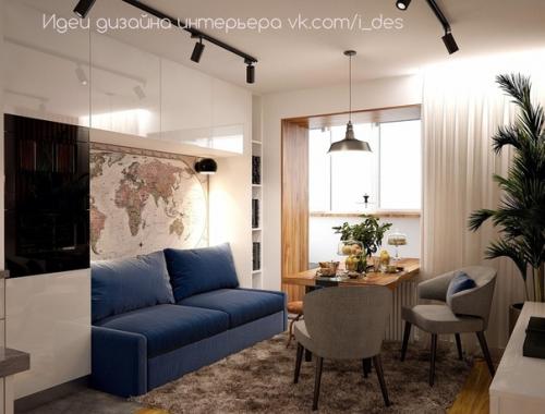 Компактная кухня - гостиная 15 кв. 05