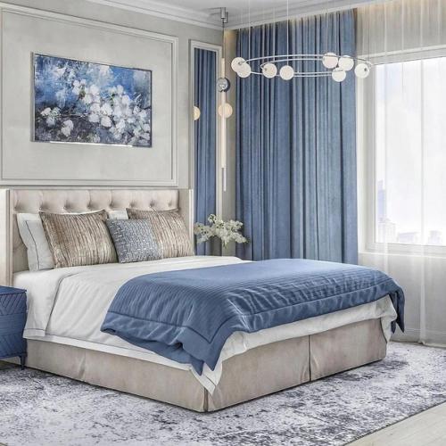 Дизайн спальни в холодной цветовой гамме. 01