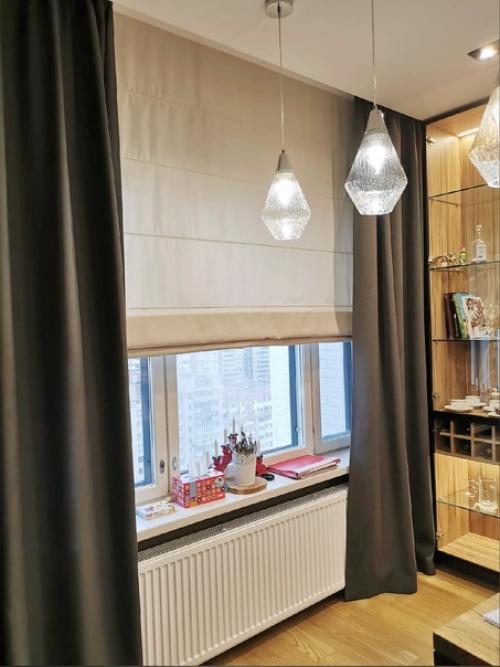 Оформление большой гостиной и кухонной зоны. 01