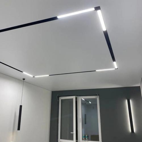 Трековые светильники с натяжным потолком - оригинальная организация освещения. 02