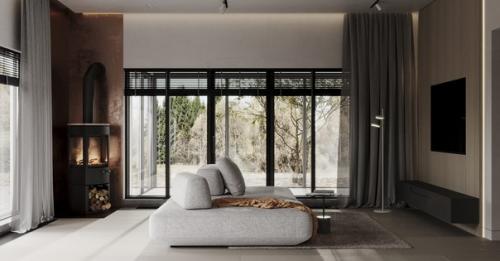 Кухня - гостиная в загородном доме от Homespro. 08