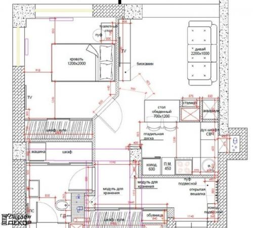 Кухня и гостиная из проекта однушки. 06