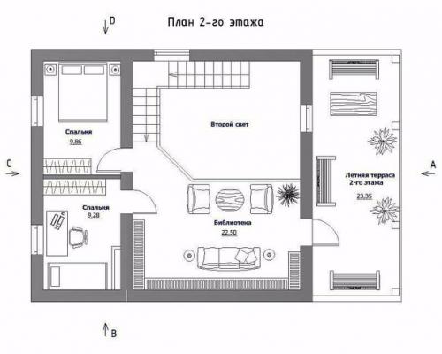 Эскиз проекта загородного дома в стиле Фахверк. 03