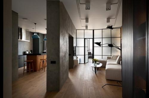 Просторная квартира. В тёмных оттенках. 05