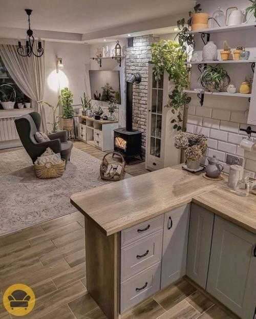 Уютная и просторная квартире с преобладающим в неё стилем лофт. 01