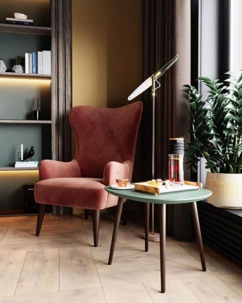 Спальня.  Сочетание трёх цветов в спальне. 02