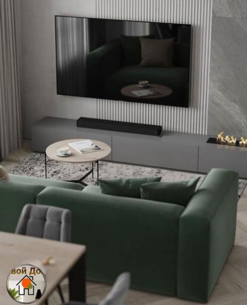 Интерьер прихожей и кухни - гостиной в нескольких вариантах освещения. 07