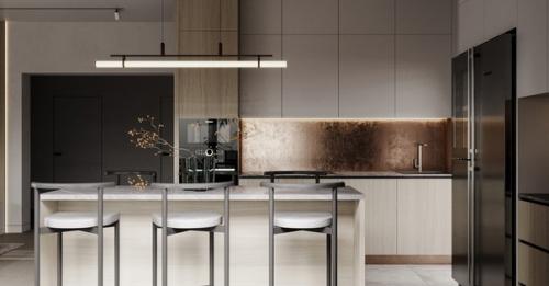 Кухня - гостиная в загородном доме от Homespro. 01