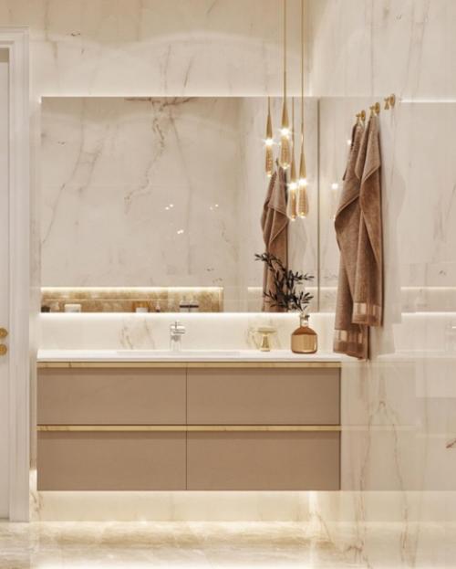 Совмещенный санузел с отдельно стоящей ванной и душевой кабиной. 03