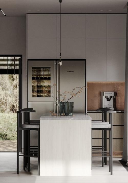 Кухня - гостиная в загородном доме от Homespro. 07