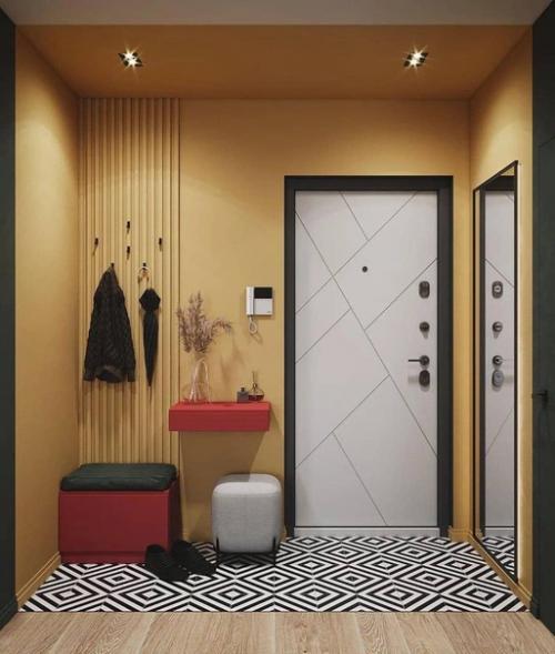 Яркий дизайн кухни и прихожей. 04