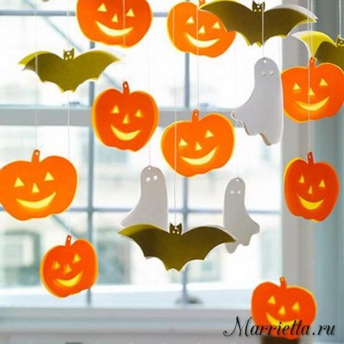 Не хотите к хэллоуину сделать тематические подвески с черными летучими мышами, тыквами и привидениями? 01