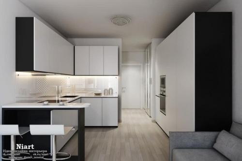 Дизайн прямоугольной студии 29 3, 9 кв. 01