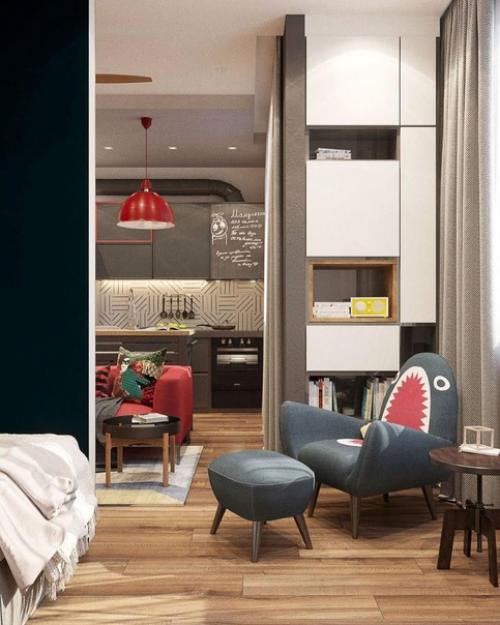 Яркий дизайн квартиры - студии. 06