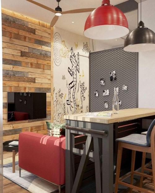 Яркий дизайн квартиры - студии. 07