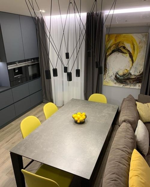 Стильный дизайн кухни - гостиной. 02