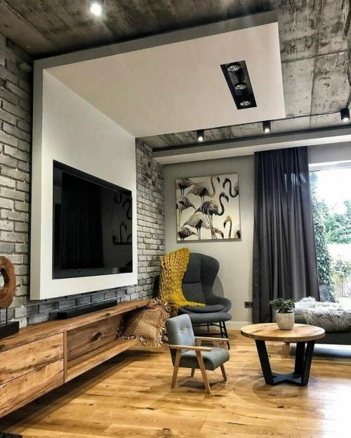 Кухня - гостиная в стиле лофт. 09