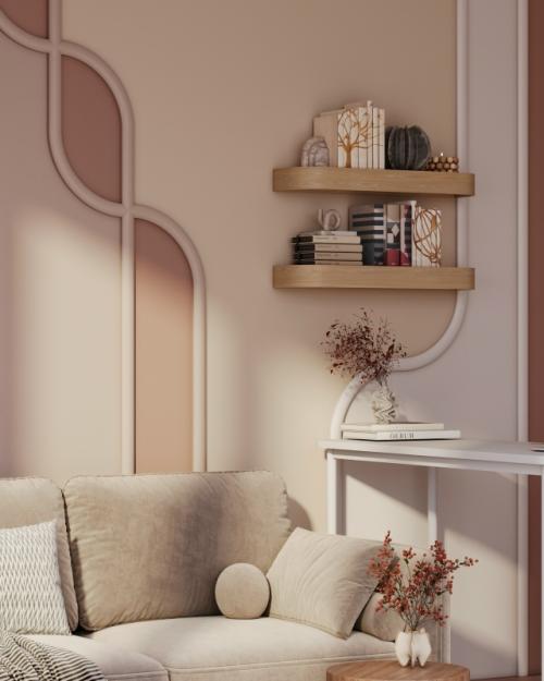 Идея для уютной кухни - гостиной в тёплых тонах. 01