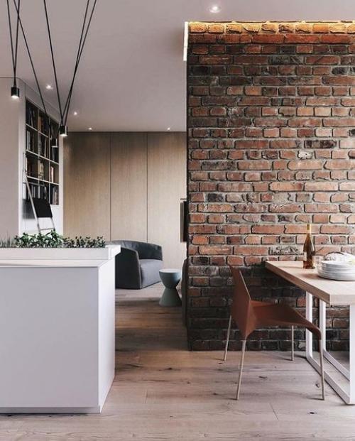Кирпич сейчас отличная возможность внести яркий акцент в любой дизайн интерьера - от классического до индустриального. 02
