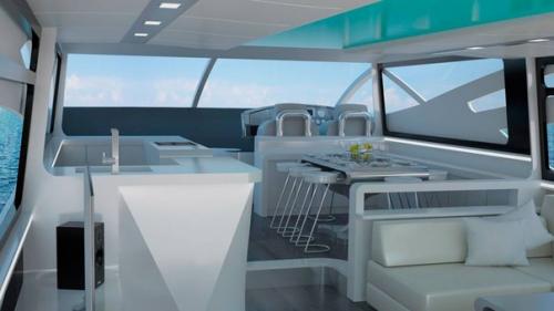 Футуристический дизайн интерьера океанской яхты. 02