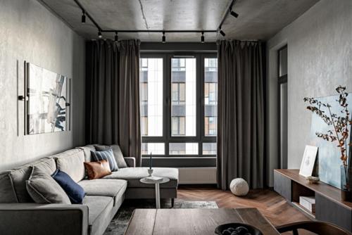 Брутальный интерьер однокомнатной квартиры 50 кв. 01