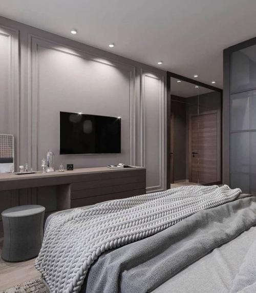 Вариант дизайна квартиры в серо - бежевых оттенках. 07