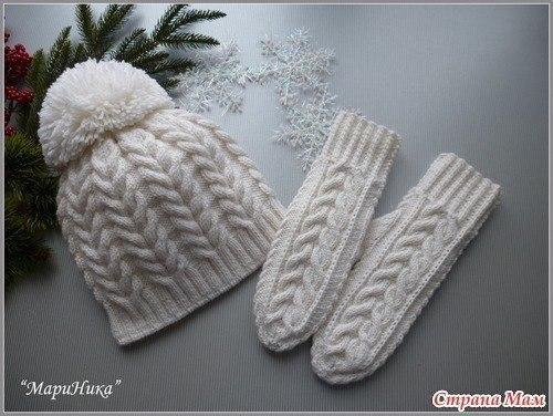 Шапочка и варежки Белоснежные Узоры? 02 Шапочка и варежки Белоснежные Узоры? 02