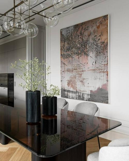 Проект современной кухни - гостиной, где дизайнер и заказчик отказались от штор и оформили окна шатерсами. 06