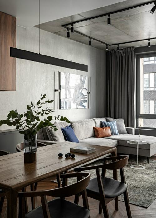 Брутальный интерьер однокомнатной квартиры 50 кв. 04