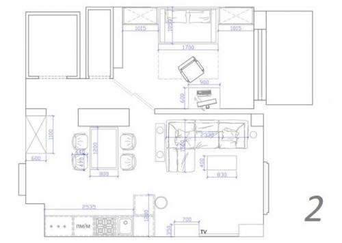 Мы делаем из однокомнатной квартиры двухкомнатную (квартира 46 кв м). 01