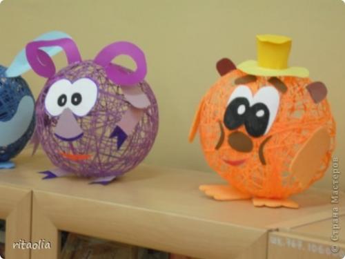 Рукоделие.  Шары - паутинки. 05