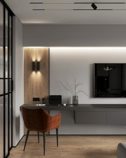 Лаконичный и очень стильный интерьер кухни - гостиной. 03