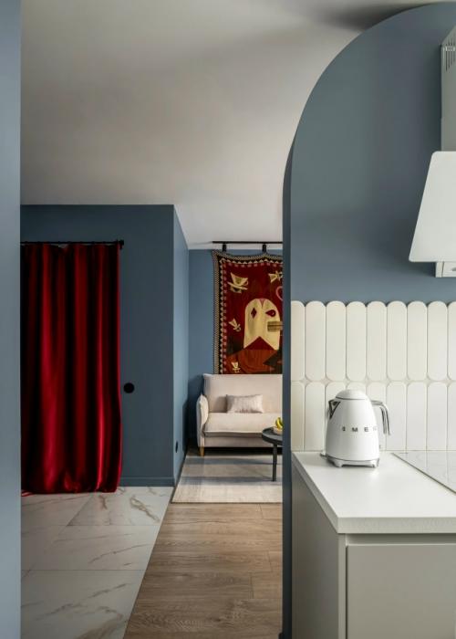 Цветной интерьер 1-комнатной квартиры 51, 7 м 2 (54, 6 м 2 с лоджией) в ЖК настроение в Москве. 08