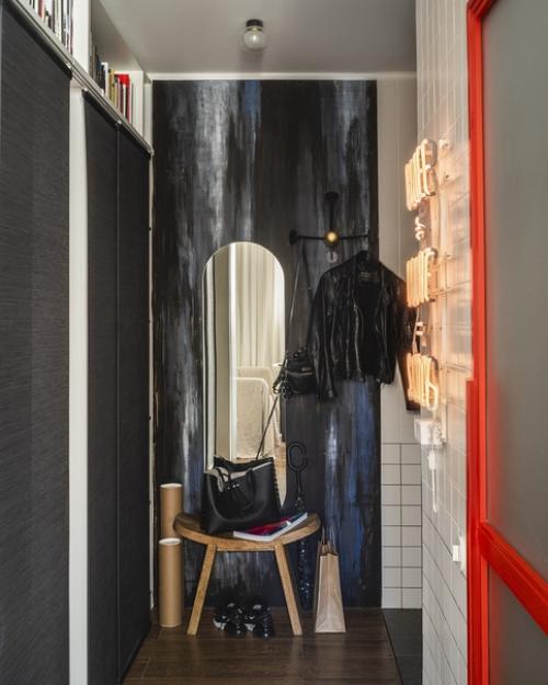 Стильная нетипичная дизайнерская однушка, отражающая любовь хозяйки к уличной культуре. 06