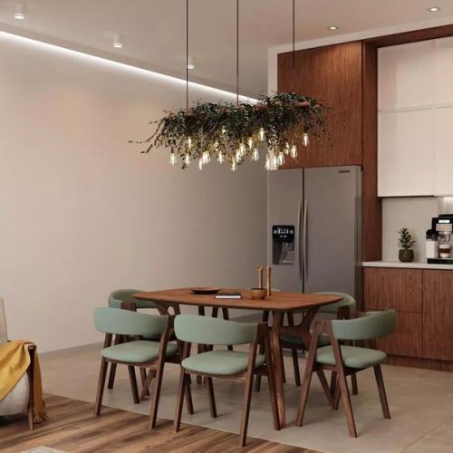 Дизайн кухни - гостиной площадью в эко - стиле. 02